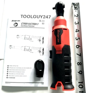 SNAP ON TOOLS Lith Ion CTR814 DB 14.4V 1/4" dr RED Cordless Brushless Ratchet + - Picture 1 of 9
