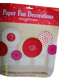 Decoraciones para ventiladores de papel del Día de San Valentín (paquete de 6) - Imagen 1 de 2