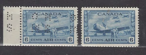 1928-46 #OC7 6¢ & #C7 6¢ KING GEORGE VI AIR MAIL OFFICIALS PERFORATED OHMS NH - Picture 1 of 2