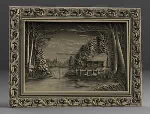 STL 3D Model HOUSE LAKE FOREST 2 for CNC Router Aspire Artcam 3D Print Engraver - Picture 1 of 2