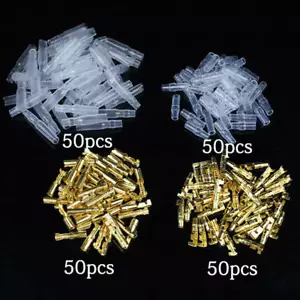50 Sets Bullet Crimp Terminal Connectors Sleeve 4mm Male Female Wire Cable BU - Picture 1 of 6
