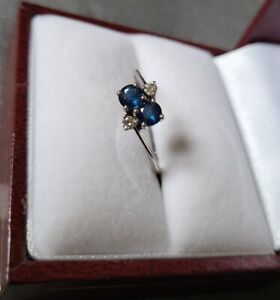 Vintage 18ct White Gold Sapphire & Diamond ring size L