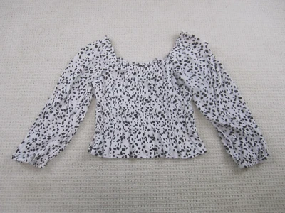 Blusa Angie Para Mujer Grande Blanca Negra Punteada Recortada Top Manga Larga Informal Foto 1 de 4