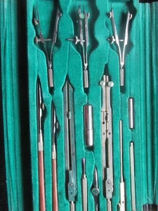 Vintage TACRO Inc. WEST GERMANY TECHNICAL DRAFTING TOOL SET #229 Great condition - Picture 1 of 24