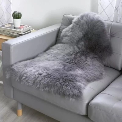 Alfombra de piel de oveja genuina - Alfombra de piel de oveja gris piel australiana piso gris 2 x 3 Foto 1 de 4