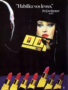 1980 YSL Yves Saint Laurent maquillaje lápiz labial 1 página anuncio de revista - Imagen 1 de 1