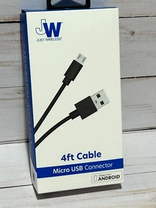 Just Wireless USB-A to Micro USB Charging & Data Sync Cable 4ft Black - Picture 1 of 2