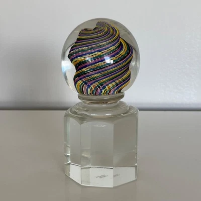 1950s VENINI Murano Glass Multicolore Filigrana PAPERWEIGHT Sculpture SIGNED - Image 1 of 4