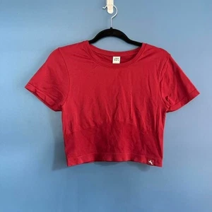 Joylab Crop Tee Women's Size Medium Maroon Exercise Racerback Cutout Gym Yoga - Picture 1 of 7