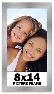 8x14 Frame Stainless Steel Silver Picture Frame Photo Frame UV Acrylic Acid Free - Picture 1 of 9