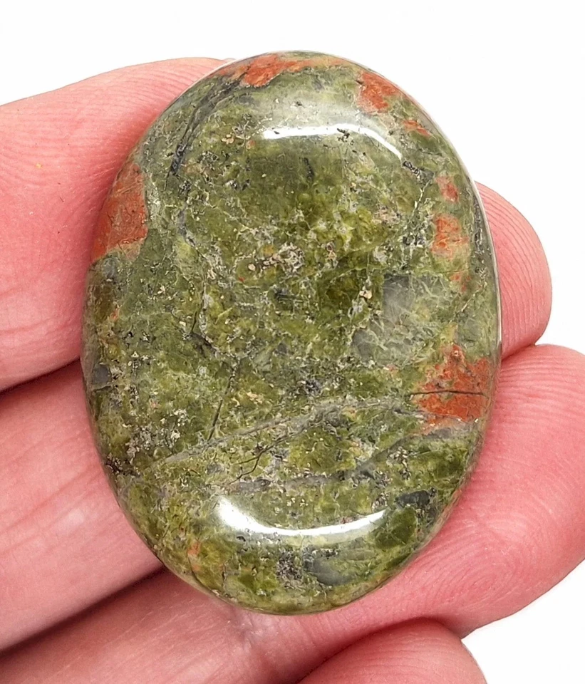 40x30mm Unakite Gemstone Cabochon Flat Backed Oval Stone 923xK - Image 1 of 1