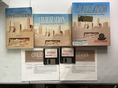 1991 Sid Meiers Civilization Big Box Microsoft Floppy Discs Build An Empire - Image 1 of 4