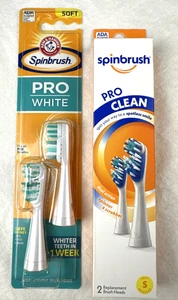 2 Arm & Hammer Spinbrush Pro White Replacement Brush Heads Soft + 2, Free Ship - Picture 1 of 6