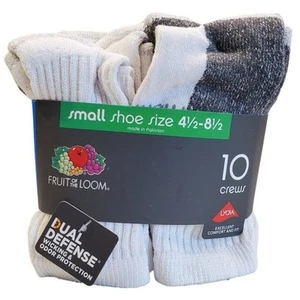 Boys Athletic Socks Fruit of the Loom Socks Crew Socks Moisture Wicking Socks - Picture 1 of 8