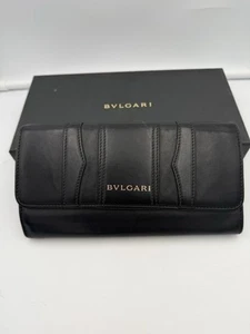 Bvlgari Black Leather Long Wallet With Box VGUC - Picture 1 of 23