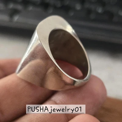 Anillo de plata esterlina 925 con sello de cúpula grande anillo para hombre cubo anillo de plata declaración Foto 1 de 4