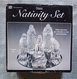 Glass Nativity Scene Set 6 Figurine Mirror  Jesus Mary Wise Men Christmas Holidy - Picture 1 of 11