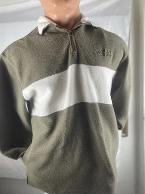 Perry Ellis  LARGE BROWN CREAM  Long Sleeve Pull Over Half Zip Sweater POLYESTER - Image 1 of 4