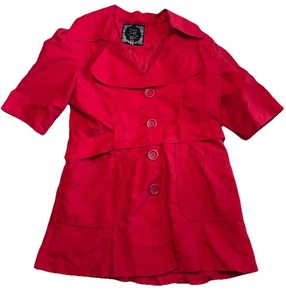 Yoki New York Women's Size XL Jacket Rain Jacket Peacoat Parka Red Button Coat - Picture 1 of 7