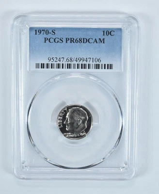 1970-S Roosevelt Dime PR68 DCAM PCGS Blue Label - Image 1 of 4