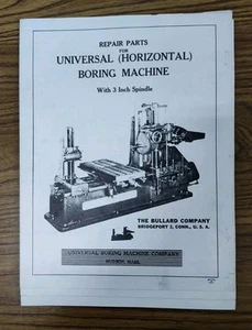 UNIVERSAL BOHRMASCHINE COMPANY Hudson, MA Reparatur Teileliste 3" Spindel Modell  - Bild 1 von 3
