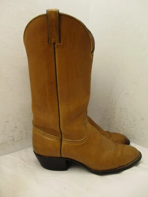 牧马人靴男式 9.5 D 棕色皮革牛仔西部复古工作服 — 第 1/4 张图片