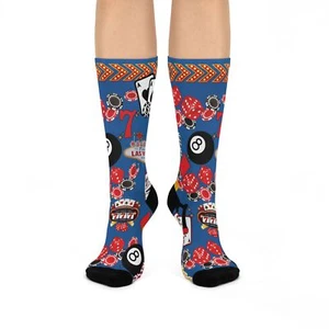 Viva Las Vegas Socks Casino Gambling Unisex Mid Calf Crew Stretchy Novelty NEW! - Picture 1 of 7