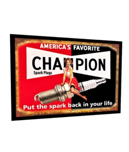 New Replica Champion Spark Plug 70’s 80’s Racing Decal/Sticker - 4" Each - Picture 1 of 1