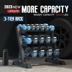 Adjustable 3-Tier 1100LBS Dumbbell Rack Heavy Duty Weight Rack Storage Shelf Gym - Picture 1 of 8