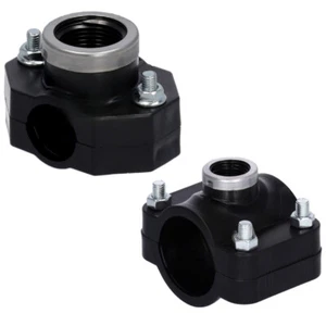 Anbohrschelle für PE Rohr 20-63mm Anschlussschelle Sattelschelle mit IG 1/2"- 1" - Picture 1 of 3