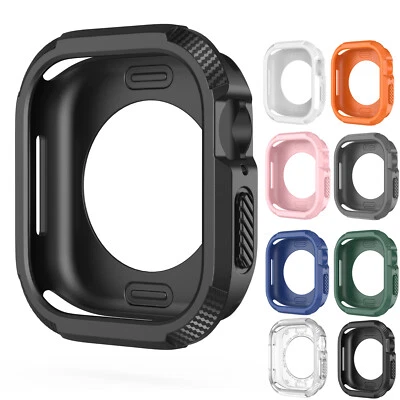 For Apple Watch Ultra 49mm Series 10 46mm Carbon Fiber Pattern TPU Bumper Case