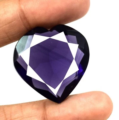 50 Ct Heart Shape Violet Amethyst Gemstone Certified AD167 Valentine's Gift - Image 1 of 4