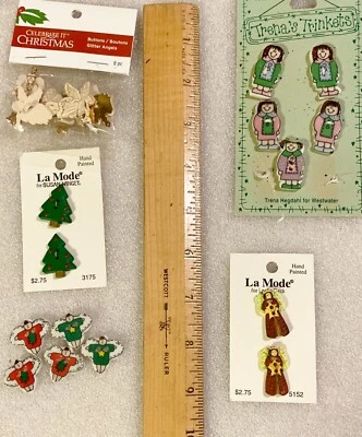 22 Unique  Angel Buttons=8 Angel Shank Buttons,10 Ceramic 2-Hole+2 Resin+2 Trees - Image 1 of 4