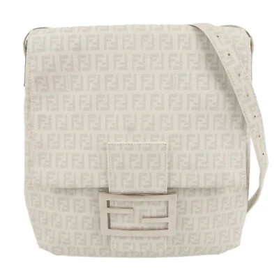 FENDI Zucchino Print Shoulder Bag White Gray PVC 8BT127 Auth Used - Image 1 of 4