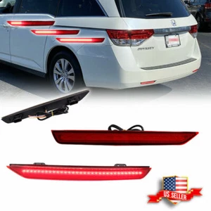 Rear Bumper Reflector Red LED Tail Brake Signal Lights For 11-17 Honda Odyssey - Picture 1 of 12