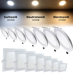 LED Panel Einbaustrahler Deckenleuchte Einbau Leuchte eckig rund spot flach slim - Bild 1 von 21