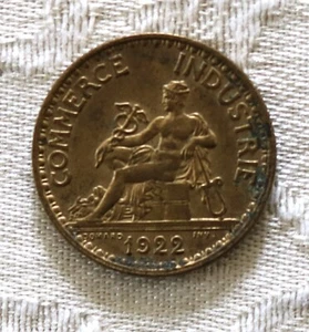1922 France 1 Franc Chamber of Commerce Coin ~ Nice Details #190 - Picture 1 of 2
