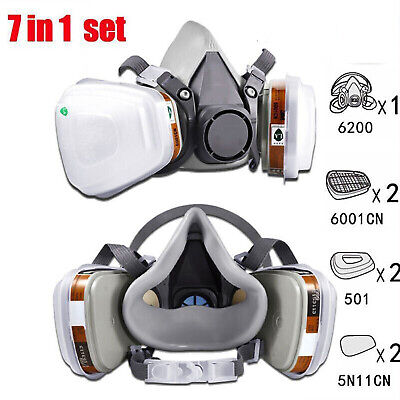 7 In 1 Half Face Gas Mask Facepiece Spray Painting Respirator Safety For 6200 • 13.99$