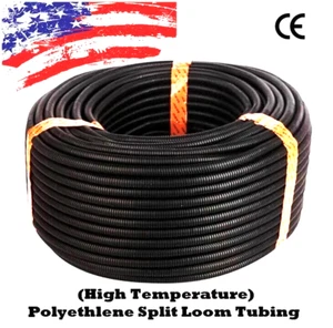 20 Ft. 3/4" Split Wire Loom Conduit Polyethylene Tubing Black Color Sleeve Tube - Picture 1 of 16