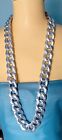 Long Large Heavy Silver Tone Metal  Chain Statement Necklace C142