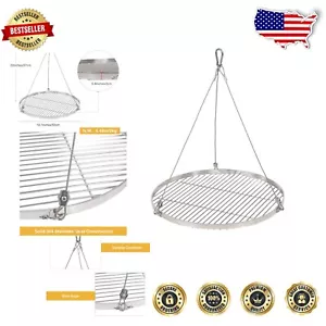 Stainless Steel 2-in-1 Outdoor BBQ Grill Grate with Wire Rope & Carabiner - Picture 1 of 11