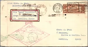 Scott C14 $1.30 Graf Zeppelin Flight Cover Seville, Spain Flight SCV $390 - Picture 1 of 2