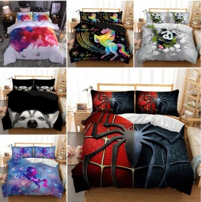 GUIDEAR Spider Panda Duvet Quilt Cover Single Double King Size Bedding Set Pillow Cases