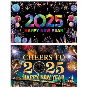 Happy New Years Banner 2025 Banner For New Years Eve Party Decoration70 X43 In - Picture 1 of 14