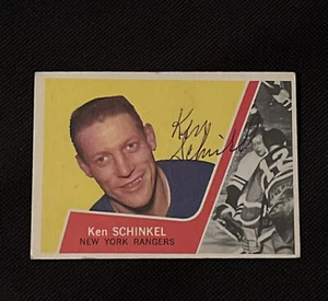 KEN SCHINKEL 1963-64 TOPPS SIGNED AUTOGRAPHED CARD #62 NEW YORK RANGERS - Picture 1 of 2