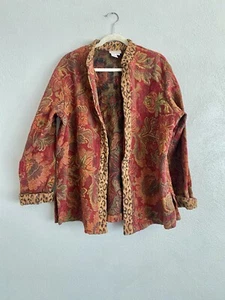 Coldwater Creek Jacket Size 2X Mixed Print Plus Size Red Multicolor Leopard - Picture 1 of 7