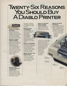 ITHistory AD (1984) DIABLO PRINTERS "TWENTY SIX REASONS YOU SHOULD BUY (FORTUNE - Picture 1 of 2