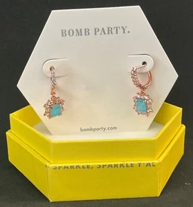 Bomb Party Earrings “Happy Mindset” RBP3989 Natural Fusion Blue Aqua Quartz RG - Picture 1 of 3