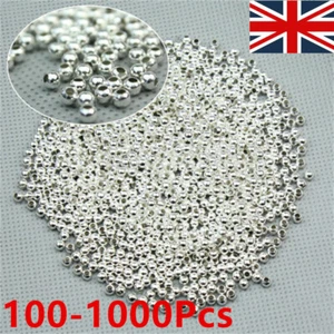 100-1000x Genuine 925 Sterling Silver Round Ball 3mm Beads Making Jewelry Acc UK - Picture 1 of 12