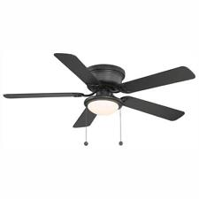 PRIVATE Ceiling Fan With Light Kit 52" LED Indoor 5-Reversible Blades Black